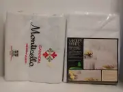 NEW Vintage CANNON Monticello Full Flat & SEARS Medley Fitted Top WHITE Sheets