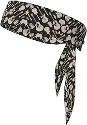 Guitar Pattern Sports Strap Double-Sided Headscarf Men's Bow Tie Sports Headscarf Running Yoga Exercise Headband