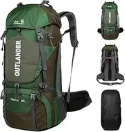 Hiking Backpack 60L Camping Backpack Light Travel Backpack for Men/Women Backpack with Shoe Compartment Rain Cover Can Hang Water Bag Green