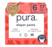 New PURA Natural Training Pants Pull Up Style Diapers Size 6 Quantity of 17
