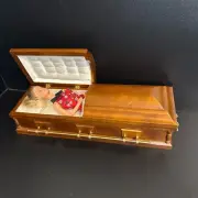 1:6 Scale Wooden miniature coffin casket Walnut for 1/6 dollhouse doll Funeral