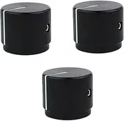 [guyker] 3Pcs Guitar Aluminum Alloy Flat Top Control Knobs Dia. 6mm(0.24") Shaft Pots - Dome Tuning Potentiometer Knob Replacement Part for Electric Guitar or Precision Bass, black