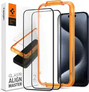 SPIGEN iPhone 15 Pro Screen Protector, 6.1 2023 Genuine AlignMaster Full Cover Tempered Glass 2PCS for Apple