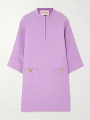 [Valentino Garavani] Valentino Garavani - Embellished Silk-cady Mini Dress - Purple - IT36 IT 36 Purple
