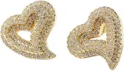 [Generic] Zirconia Heart Stud Earrings for Women Sensitive Ear Dainty Trendy Hypoallergenic Earrings