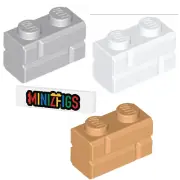 LEGO 1x2 Masonry Profile Bricks 100 Pieces Castle City Wall MOC & Minizfigs Tile