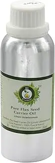 Flax Seed Oil | Linum Usitatissimum | Pure Flax Seed Oil | Unrefined | For Hair | For Cooking | 100% Pure Natural | Cold Pressed Flax Seed Oil | 630ml | 21oz By R V Essential