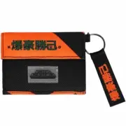 Bioworld My Hero Academia Bakugo Tri-Fold Wallet W/Key Ring, Black/Orange, NWT