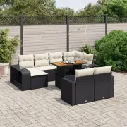 Garden Sofa Set Black PE Rattan Cushions Modular Outdoor Furniture Storage 74589