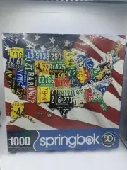 Springbok 1000 Piece Jigsaw Puzzle STATE PLATES Made in USA Seal Ripping YY