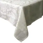 Royale Damask Jacquard Linen Polyester Table Cloth (Cream, Grey) (Round, Square, Rectangle)