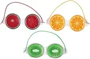 Ipetboom 3Pcs Cartoon Gel Eye Masks Cold Hot Eye Pads for Dark Circles Reusable Eye Patches for Puffiness Relief for Home Travel Relaxation Watermelon Lemon Kiwi
