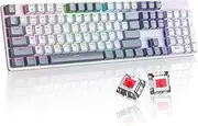 RisoPhy Wireless Mechanical Keyboard, Triple Mode 2.4G/USB-C/Bluetooth, 104 Keys Programmable, Customize RGB Backlit, Red Switch, Bicolor PBT Keycaps, Rechargeable Wired for Laptop PC Gaming