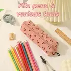 Cherry Print Pencil Pouch Canvas Stationery Organizer Pencil Case Gift
