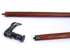 Antique Brass Walking Stick Cane Red Wood Two Fold Unique Design Handle Best New