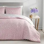 Juicy Couture Pink Sparkle Cheetah Jacquard King Comforter Set - 3 Piece Luxury Bedding Ensemble