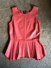 PJK Patterson J. Kincaid Women's Erin Pleated Leather Top Coral Size S NWT