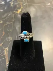 NAVAJO NATIVE AMERICAN INDIAN STERLING SILVER RING WITH TURQUOISE