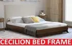 CECILION KING SINGLE DOUBLE QUEEN KING SIZE BEIGE FABRIC WALNUT WOODEN BED FRAME