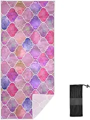 ODAWA Moroccan Pattern Watercolor Beach Towels Quick Dry Towel for Beach, Picnic Blanket Thin Sand Free Towels
