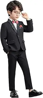 [Kromoc] Boys' One Button Two Pieces Suit Jacquard Shawl Lapel Tuxedos for Wedding Ring Bearer