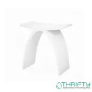 Poseidon Chiefly Solid Surface Stone Bath Stool Gloss White CBS01-GW