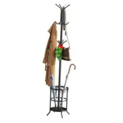 Coat Rack Freestanding with Umbrella Stand Coat Rack Stand with 12 Hooks Black