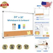 Double-Sided 24'' x 18'' Magnetic Whiteboard and Corkboard Perfect for Any Space