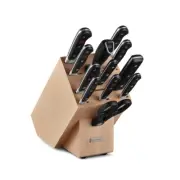 13pc Wusthof Classic Shears/Fork/Cleaver Knife Block 12-Slot Cutlery Holder