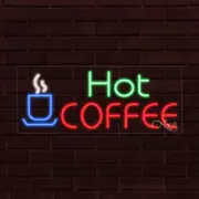 NEW "HOT COFFEE" w/LOGO 30x12x1 INCH LED FLEX WINDOW/WALL INDOOR SIGN 31422