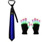 LED Finger Lighting Gloves & Flashing Neckties, Light Up Glowing Gloves &