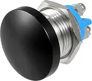 uxcell 16 mm Momentary Push Button Switch Metal Mushroom Head Round Start Button AC/DC 12V-250V Black