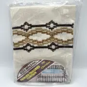 Vintage Kmart Tier Curtains Pair Fringed Brown Beige 60x24