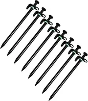 ibasenice 16pcs Heavy Duty Tent Pegs Forged Iron Tent Stakes with Head for Camping Hiking Durable Ground Nails for All Soil Types