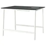 MITTZON conference table, black stained ash veneer/black white, 140x108x105 cm