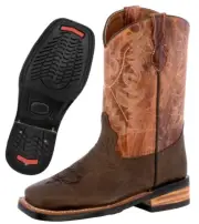 Kids Unisex Real Leather Western Boots Smooth Pull On Cognac Square Toe Botas