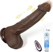 Realistic Dildos for Women, Dildo Vibrator with 5 Vibrations and 3 Thrusting and Heating Modes, Black Color