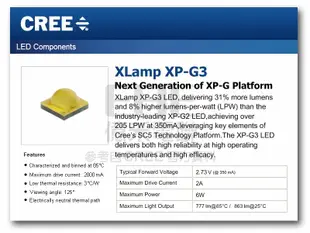 EHE】CREE XP-G3 S4 暖白4000K 6W高功率LED(搭25mm圓形鋁基) XPG3。先進SC5製程