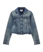 Alexander McQueen Stonewashed Denim Peplum Jacket IT40,IT42 Indigo