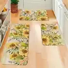 1Pc Sunflower Kitchen Rug Non-Slip Machine Washable Flannel Floor Mat Suitable