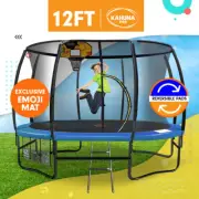 12ft Trampoline Free Safety Net Spring Pad Cover Mat Ladder Bonus Basketball Set