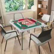 Costway90cm Folding Mahjong Table Portable with Felt Mat and Cup Holders-Red