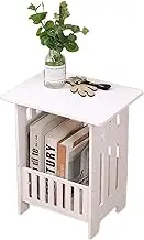 Small White Table, 10x9x16 inch Slim Bedside Table with Storage Shelf, Minimalist Side for Bedroom, Living Room, Bathroom, Balcony