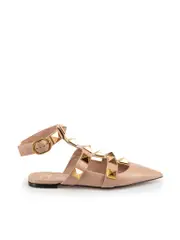 Blush Pink Leather Rockstud Sandals