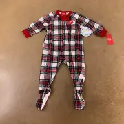 Family PJs Macy's Baby Size 12 Months Stewart Plaid Holdiday Footed Pajamas NWT