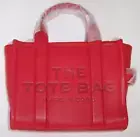 NWT Marc Jacobs $395 Small LEATHER TRUE RED THE TOTE BAG Crossbody Purse