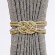4PCS Magnetic Curtain Tiebacks Buckle Holder Hooks Rope braided Tie Backs Beige Gold
