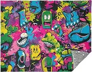 Throw Blanket for Office Cartoon Graffiti Splashes Colorful Neon Soft Blankets Couch Blankets and Throws 50x70 Blankets and Throws