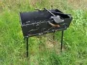Mangal Grill Kebab Barbecue BBQ Portable Folding 8 Skewer Shashlik 2mm Мангал