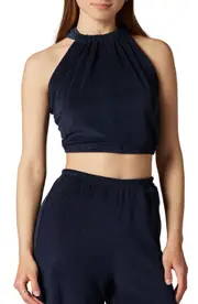 Joie Anika Tie Back Crop Halter Top in Peacoat at Nordstrom, Size Small